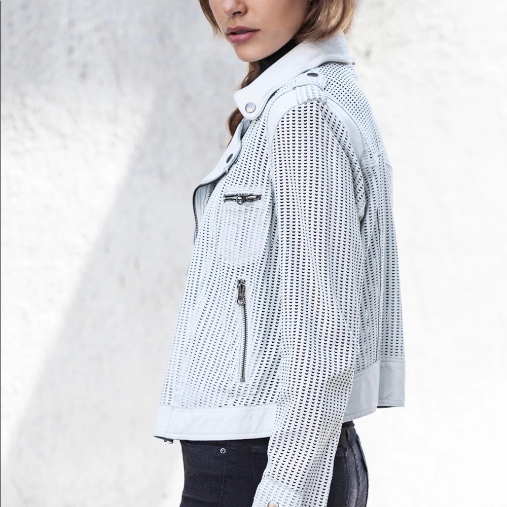 JOSEY PERFORATED WASHED LEATHER JACKET - Picture 2 of 11